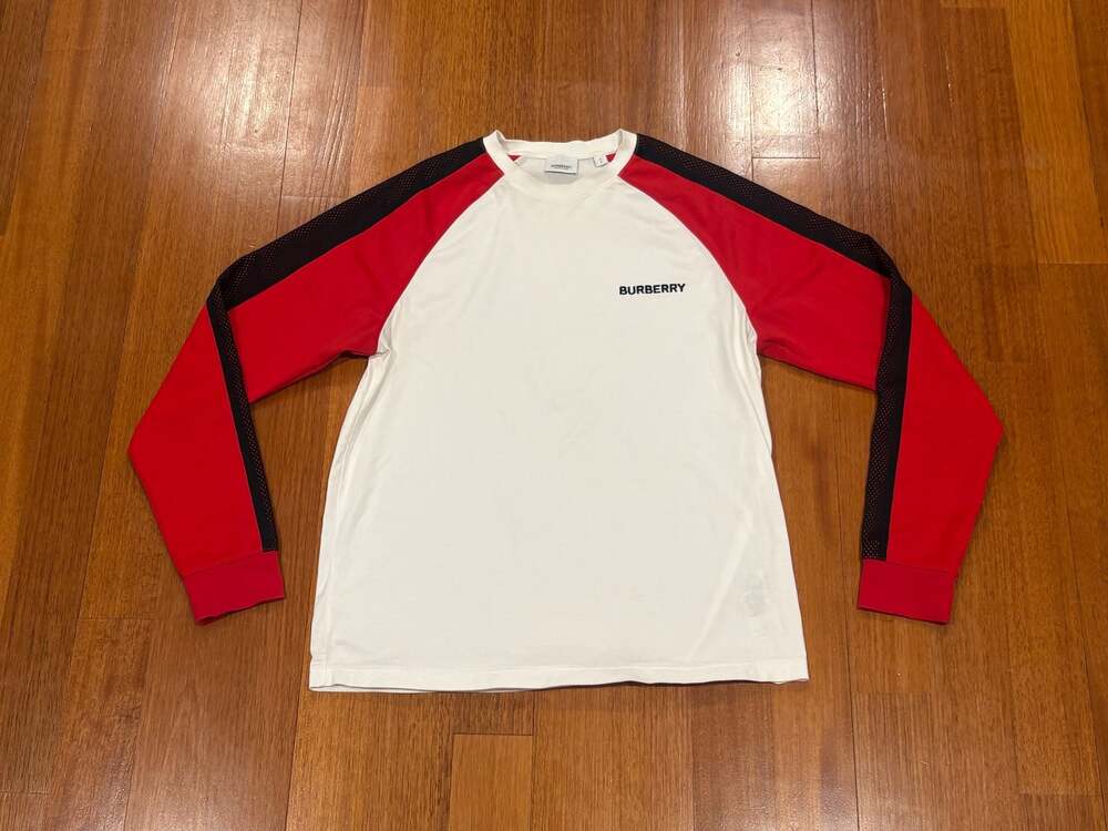 Men's Burberry SS21 Logo Embroidered Cotton Long Sleeves White Sz Small Clean
